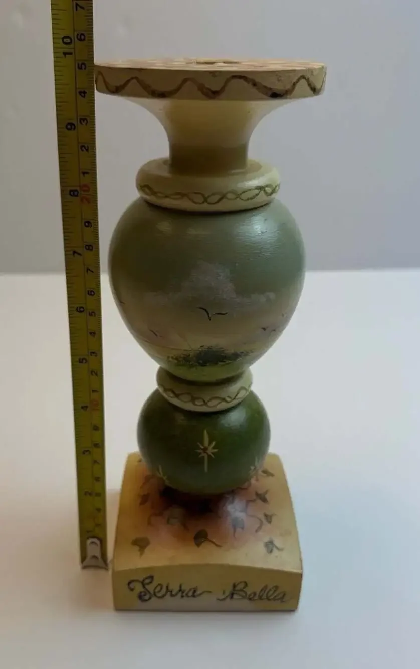 Gracey Knight Ltd Serra Bella Hand Painted Wooden Candlestick Holder